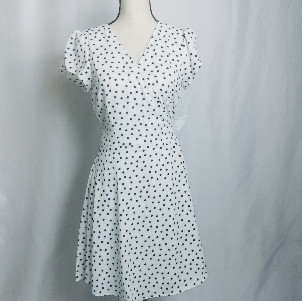 Fun polka dot wrap around dress NWT